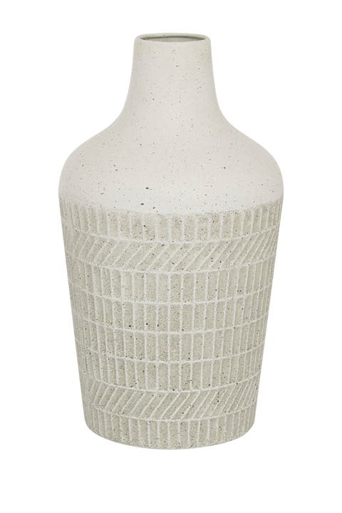 White Metal Textured Vase