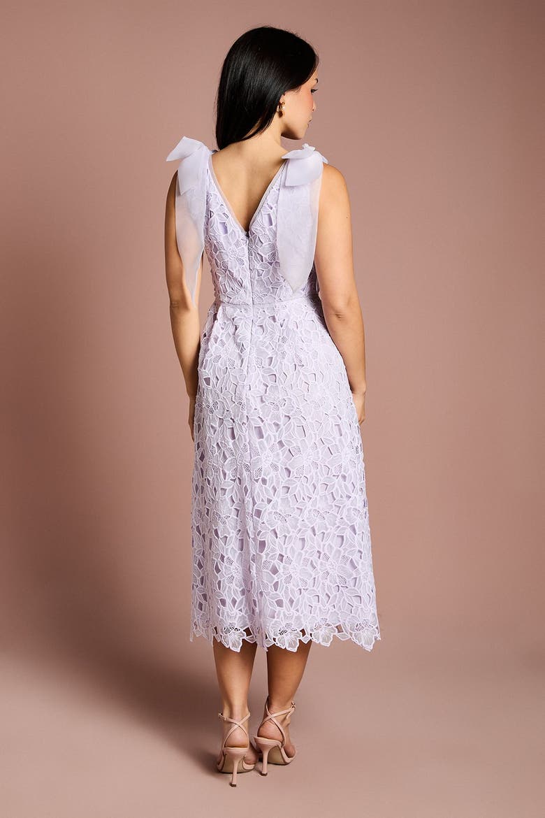 Petite Bow Detail Sleeveless Midi Dress, Alternate, color, Lilac