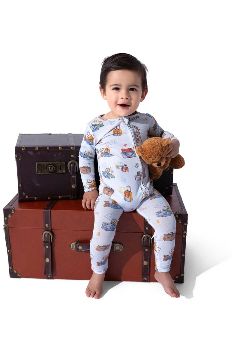 Baby Vintage Suitcases Convertible Footie, Alternate, color, Vintage Suitcases