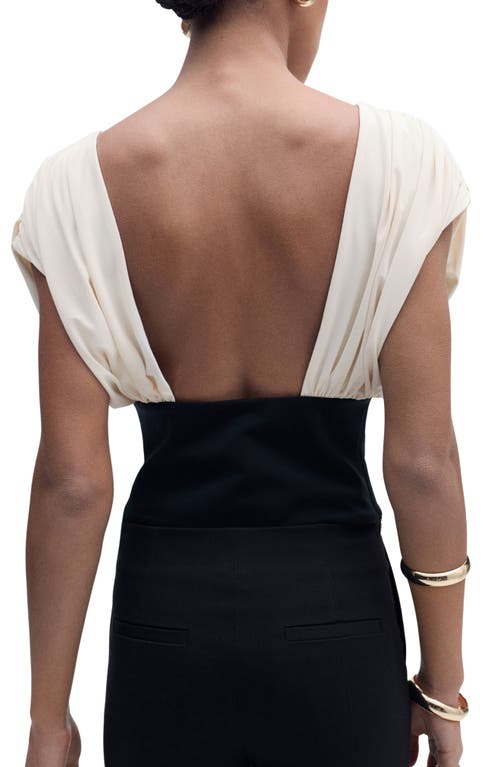 Mango Draped Pleated Crop Top In Neutral
