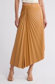 A.L.C. Tracy Pleat Asymmetric Faux Leather Skirt