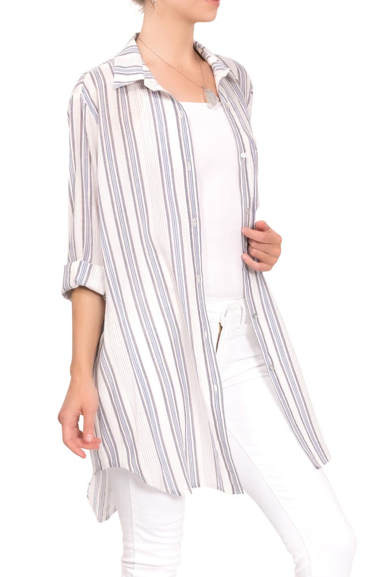 Rick Stripe Sleep Shirt, Alternate, color, CAPRI