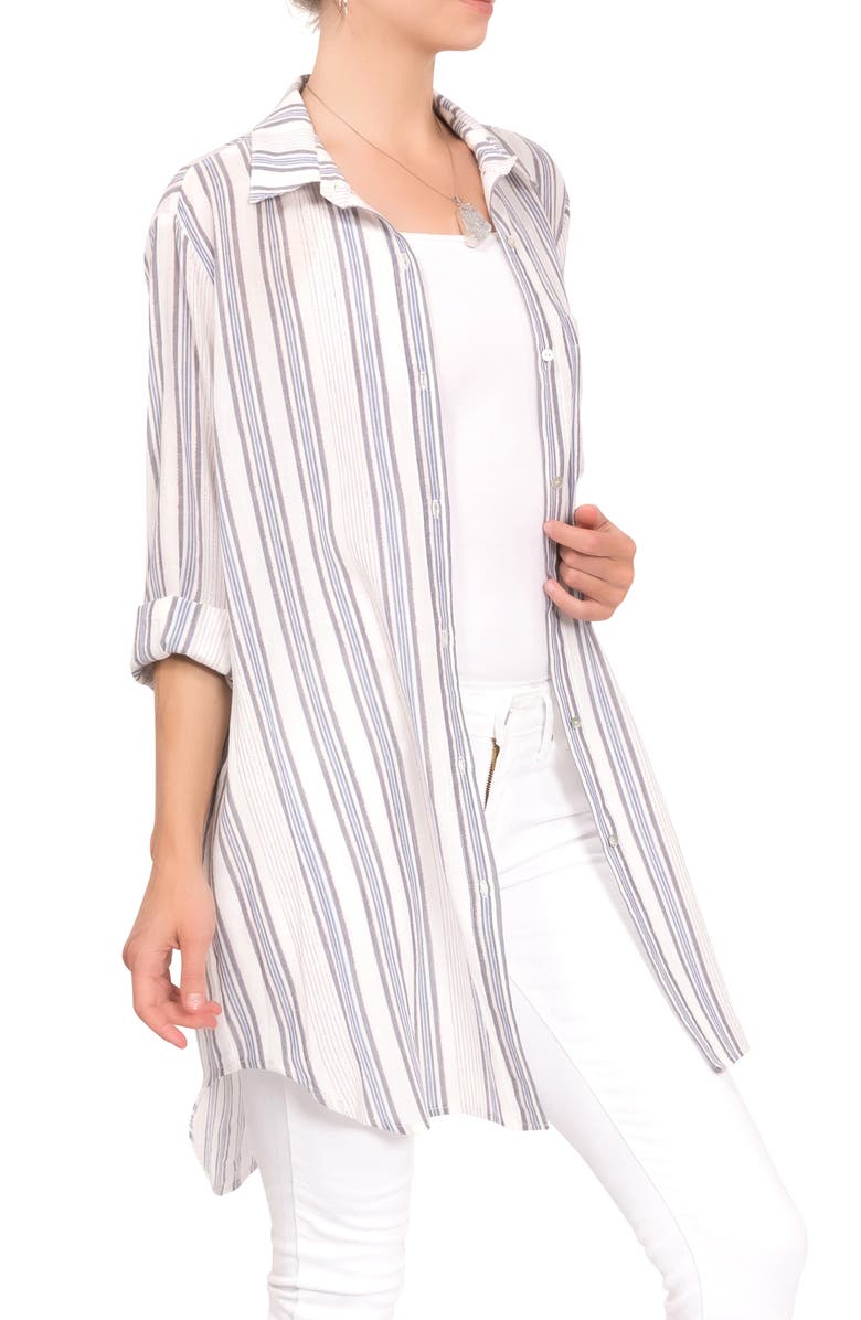 Everyday Ritual Rick Stripe Sleep Shirt, Alternate, color, Capri