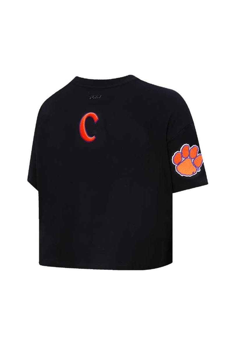 Women's Pro Standard Black Clemson Tigers Classic Three-Hit Boxy Cropped T-Shirt, Alternate, color, Black