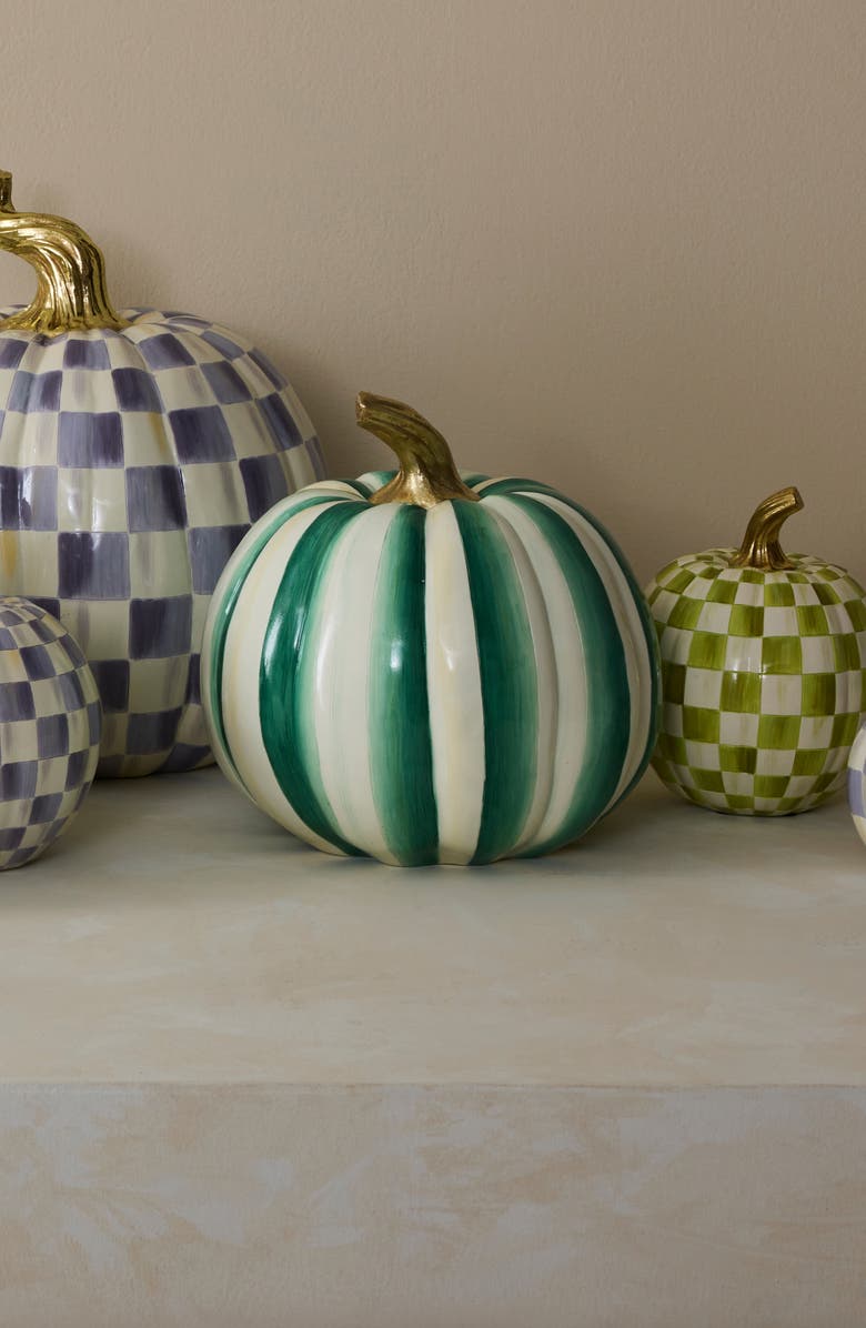 MACKENZIE CHILDS Emerald Stripe Medium Pumpkin, Alternate, color, 