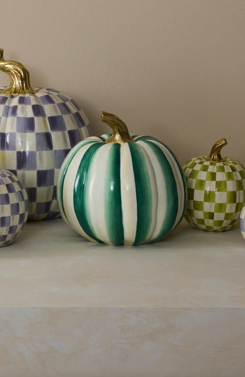 Mackenzie-childs Mackenzie Childs Emerald Stripe Medium Pumpkin In Green