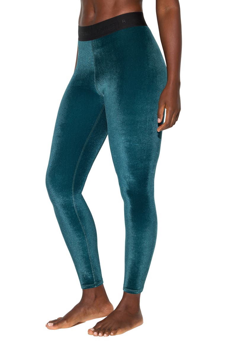 Addison High Waist Velour Leggings, Alternate, color, MIDNIGHT TEAL