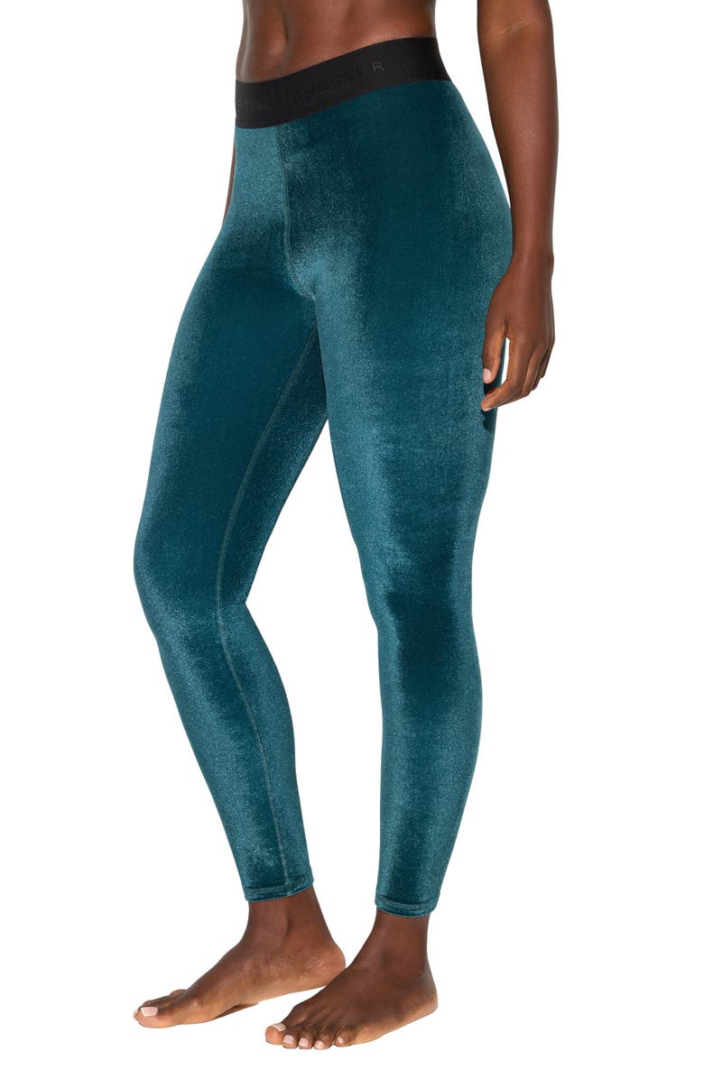 Spiritual Gangster Addison High Waist Velour Leggings, Alternate, color, Midnight Teal