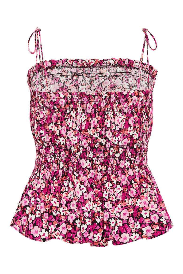 Lyla Floral Tie Strap Peplum Tank, Alternate, color, DITSY FLORAL