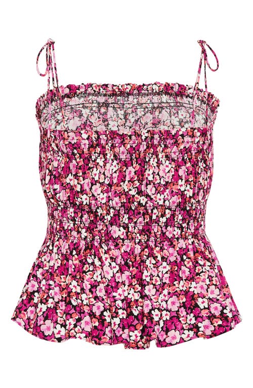 City Chic Lyla Floral Tie Strap Peplum Tank In Multi