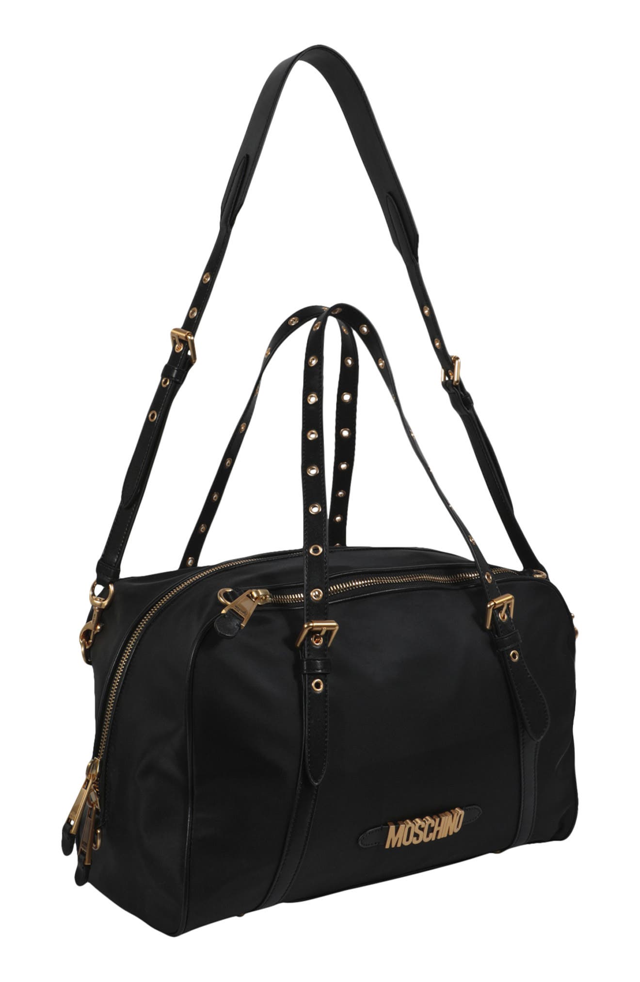 Moschino Logo Duffle Bag, Alternate, color, 