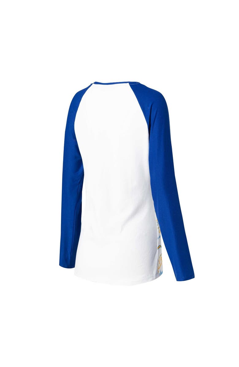 CONCEPTS SPORT Women's Concepts Sport White/Powder Blue Los Angeles Chargers Tinsel Raglan Long Sleeve T-Shirt & Pants Sleep Set, Alternate, color, 