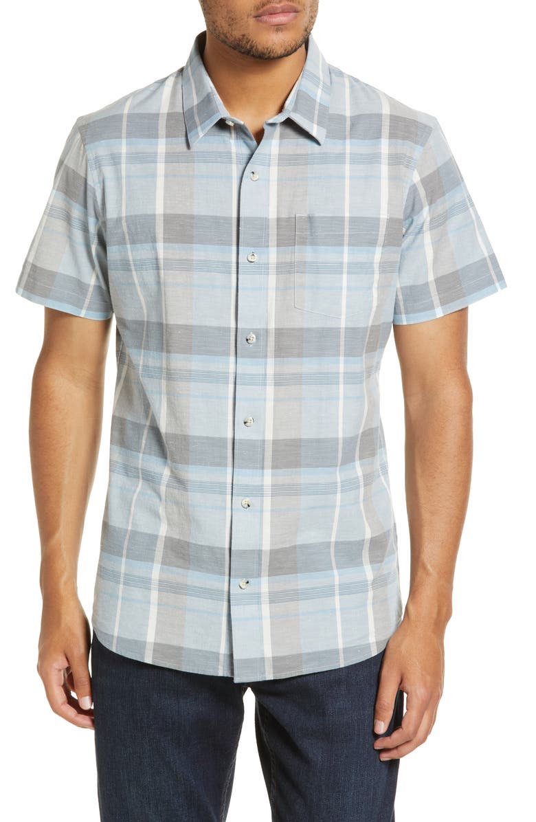 TravisMathew Ukulele Serenade Plaid Short Sleeve Button-Up Shirt, Main, color, 