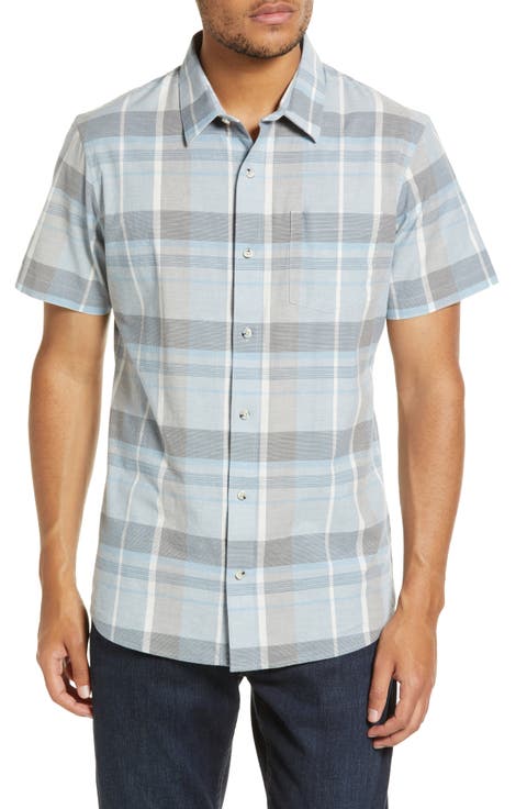 Ukulele Serenade Plaid Short Sleeve Button-Up Shirt