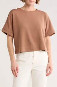 Adrianna Papell Ottoman Rib Button Back Top