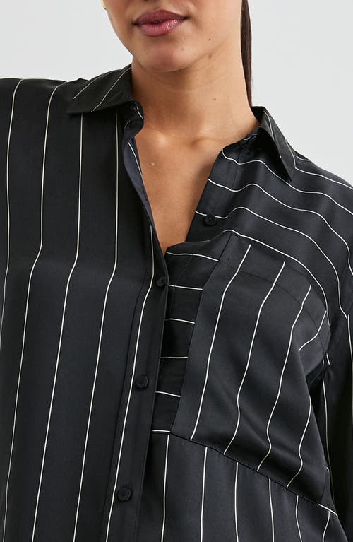 Rails Spencer Stripe Silk Shirt In Ink Stripe