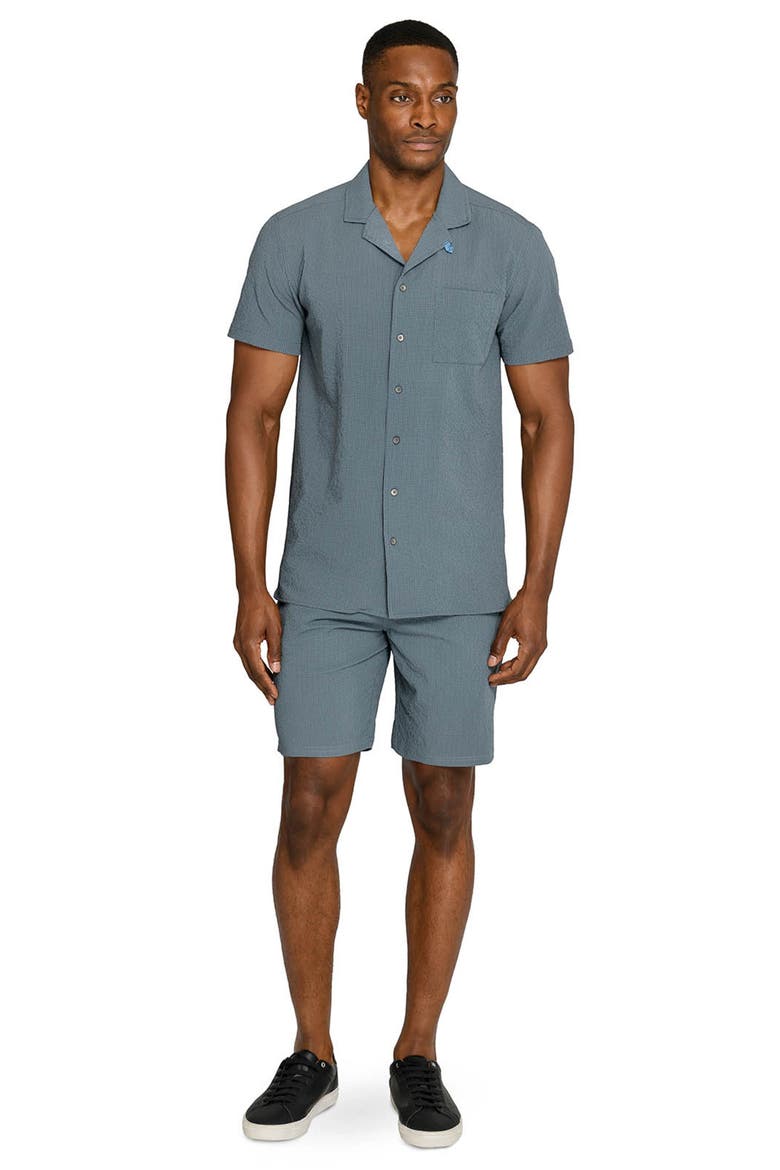 Slim Fit Drawstring Seersucker Shorts, Alternate, color, BLUE