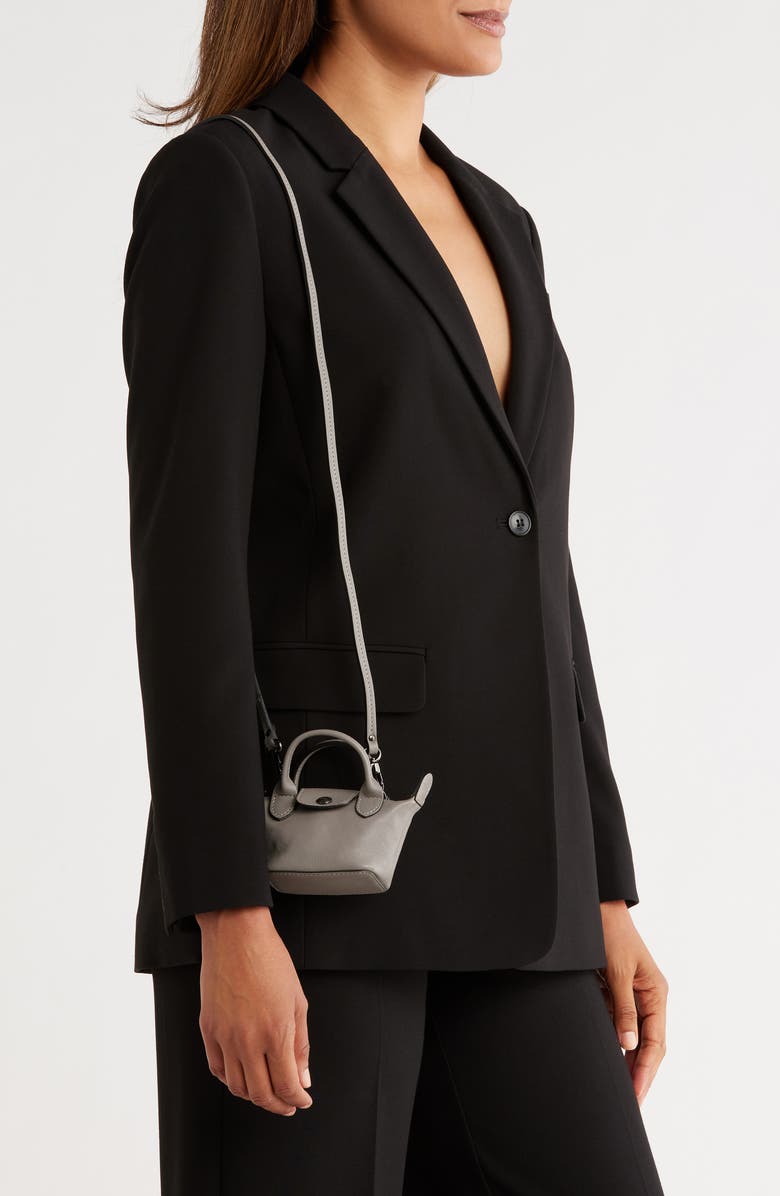 Longchamp Le Pilage Cuir Leather Nano Crossbody Bag, Alternate, color, Turtle Dove