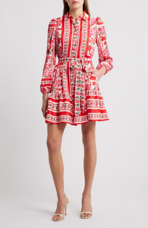 Tiered Tie Waist Long Sleeve Dress