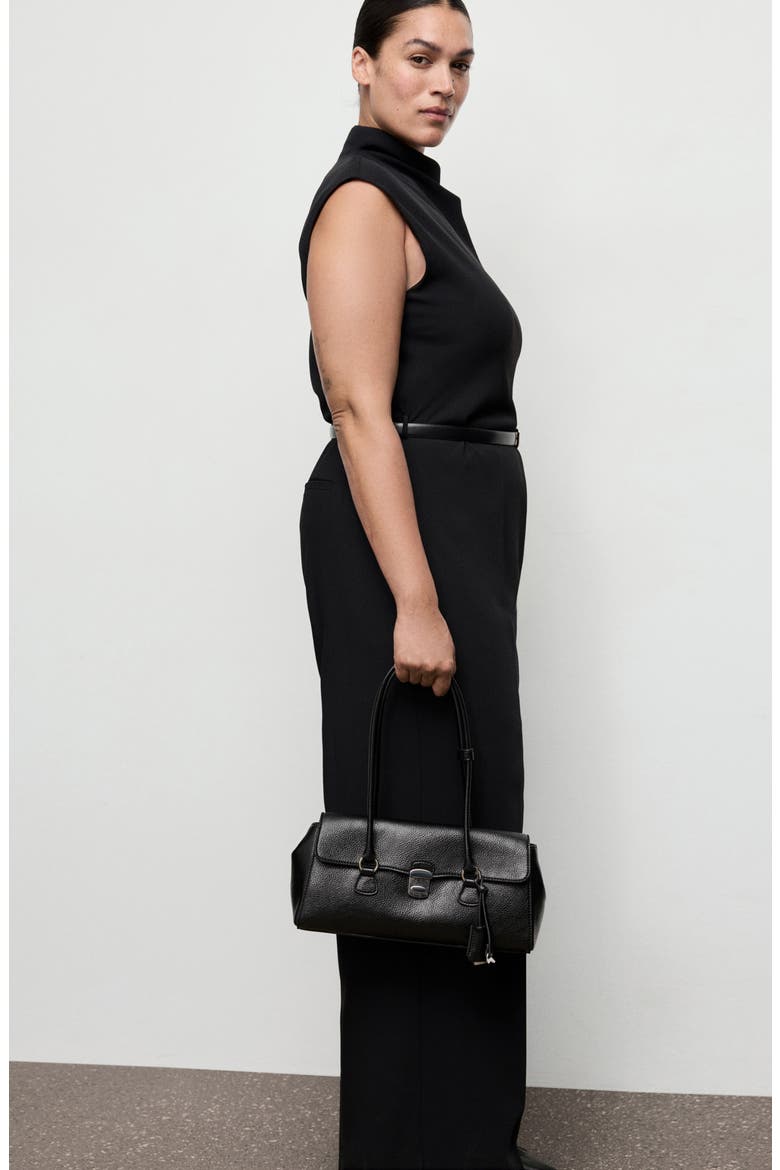 Drape Neck Belted Jumpsuit, Alternate, color, BLACK
