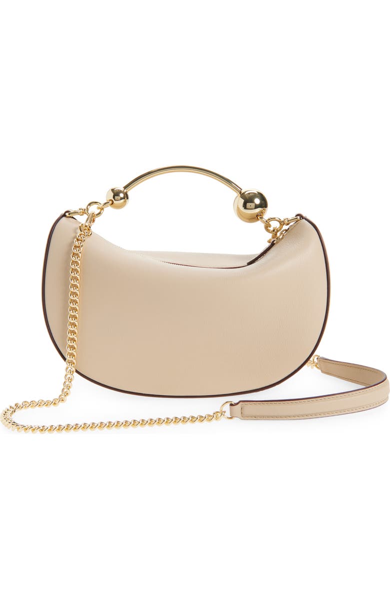 Strathberry Mini Crescent Moon Leather Shoulder Bag, Alternate, color, Oat