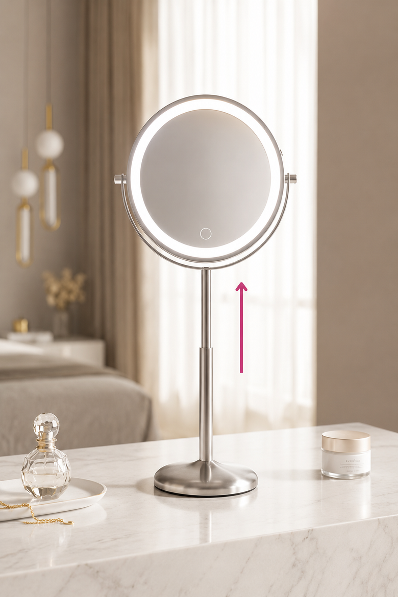 Hailey Double Sided Makeup Mirror with Lights, Alternate, color, Nick