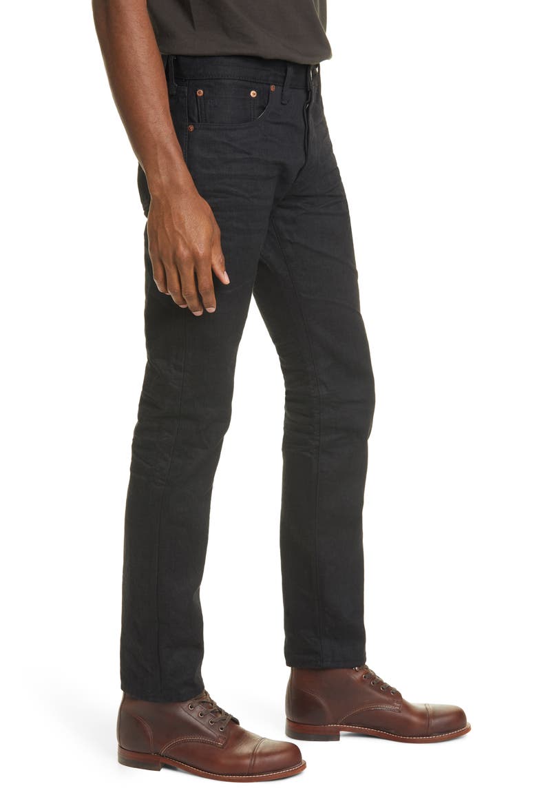 RRL Slim Fit Selvedge Jeans, Alternate, color, BLACK