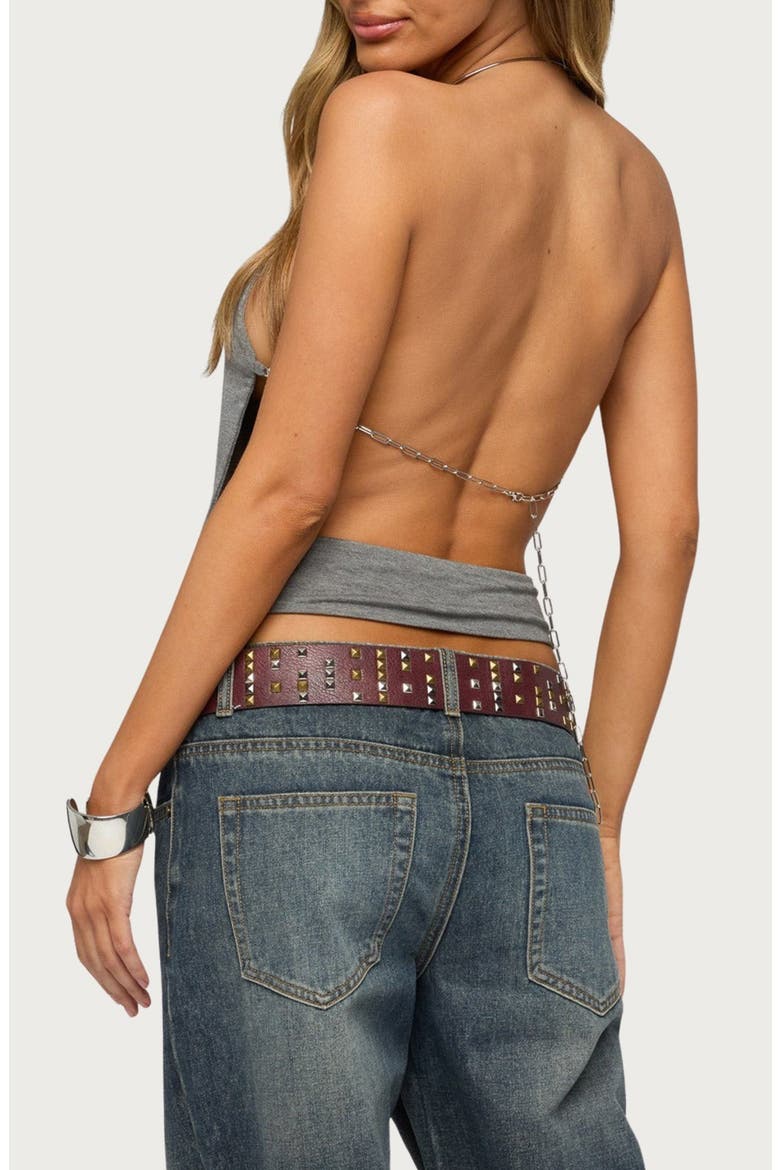 Damarey Chain Backless Halter Top, Alternate, color, DARK-GRAY-MELANGE
