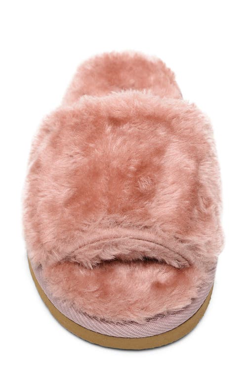 Minnetonka Faux Fur Slide Slipper In Pink