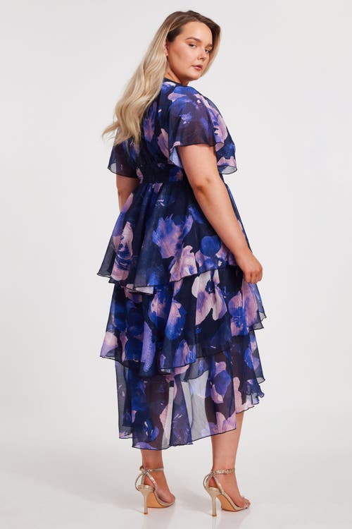 QUIZ QUIZ PLUS SIZE FRONT WRAP MIDI DIP HEM DRESS 