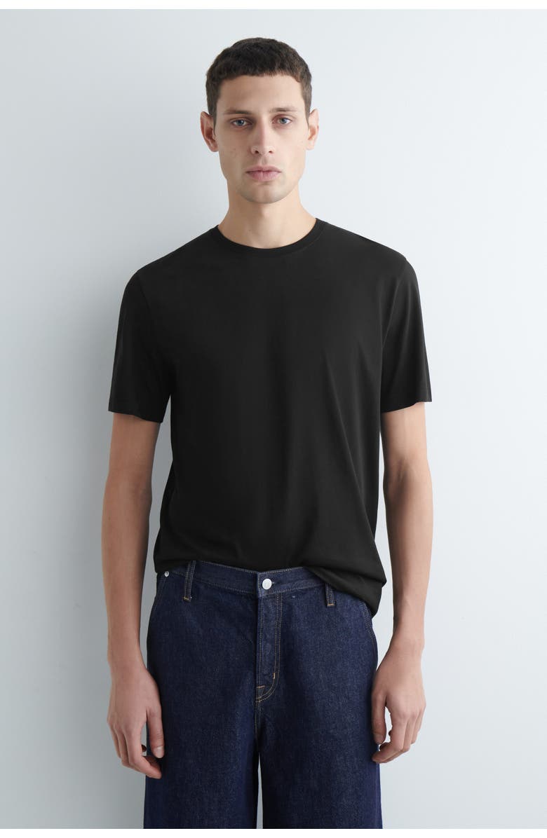 COS Cotton Crew-Neck T-Shirt, Main, color, Black