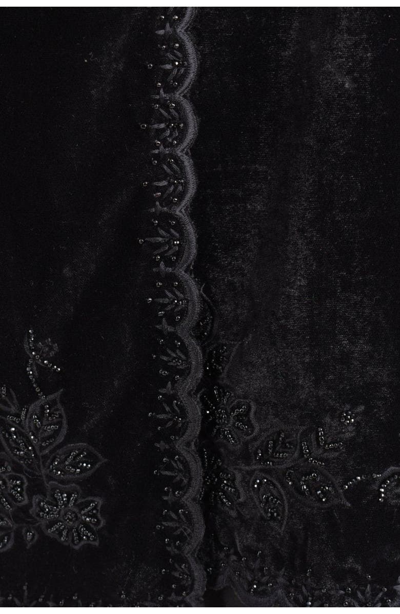 RAAS Hand Embroidered Velvet Beaded Scarf, Alternate, color, Black