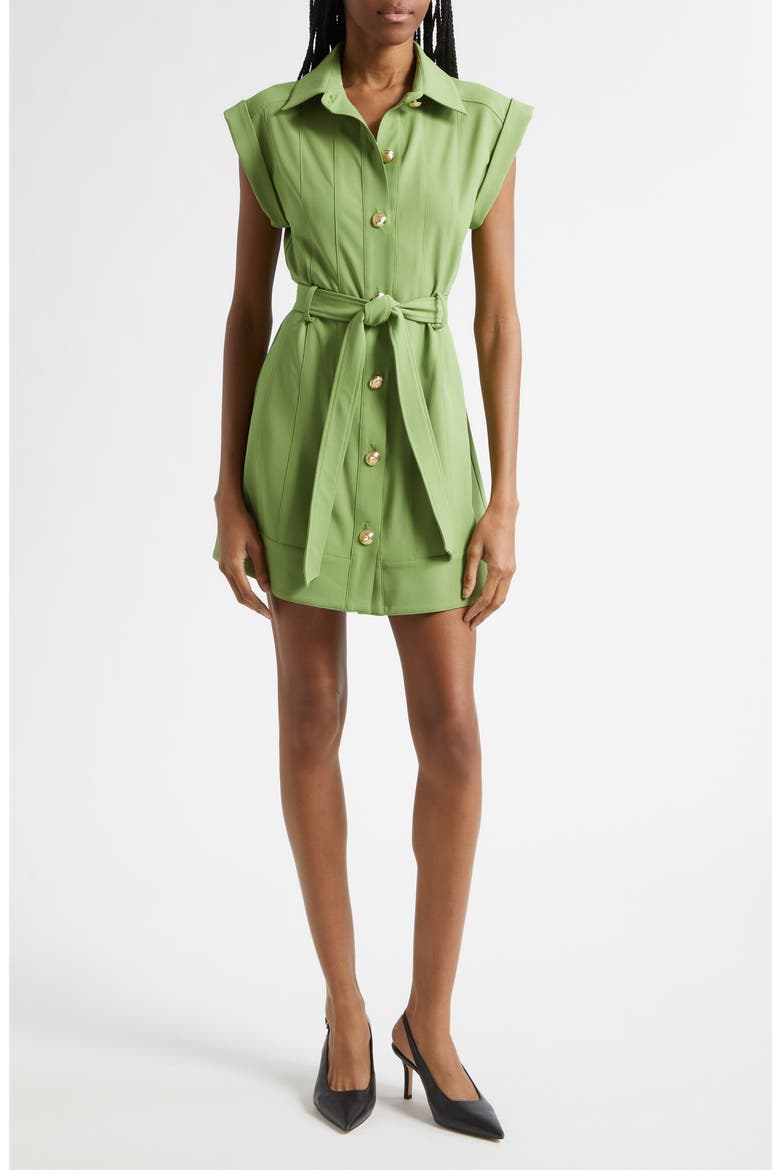 Milo Stretch Button Front Minidress, Main, color, KALE