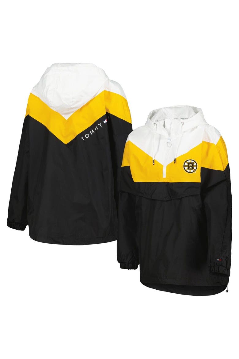 Women's Tommy Hilfiger Black/Gold Boston Bruins Staci Half-Zip Windbreaker Jacket, Main, color, Black