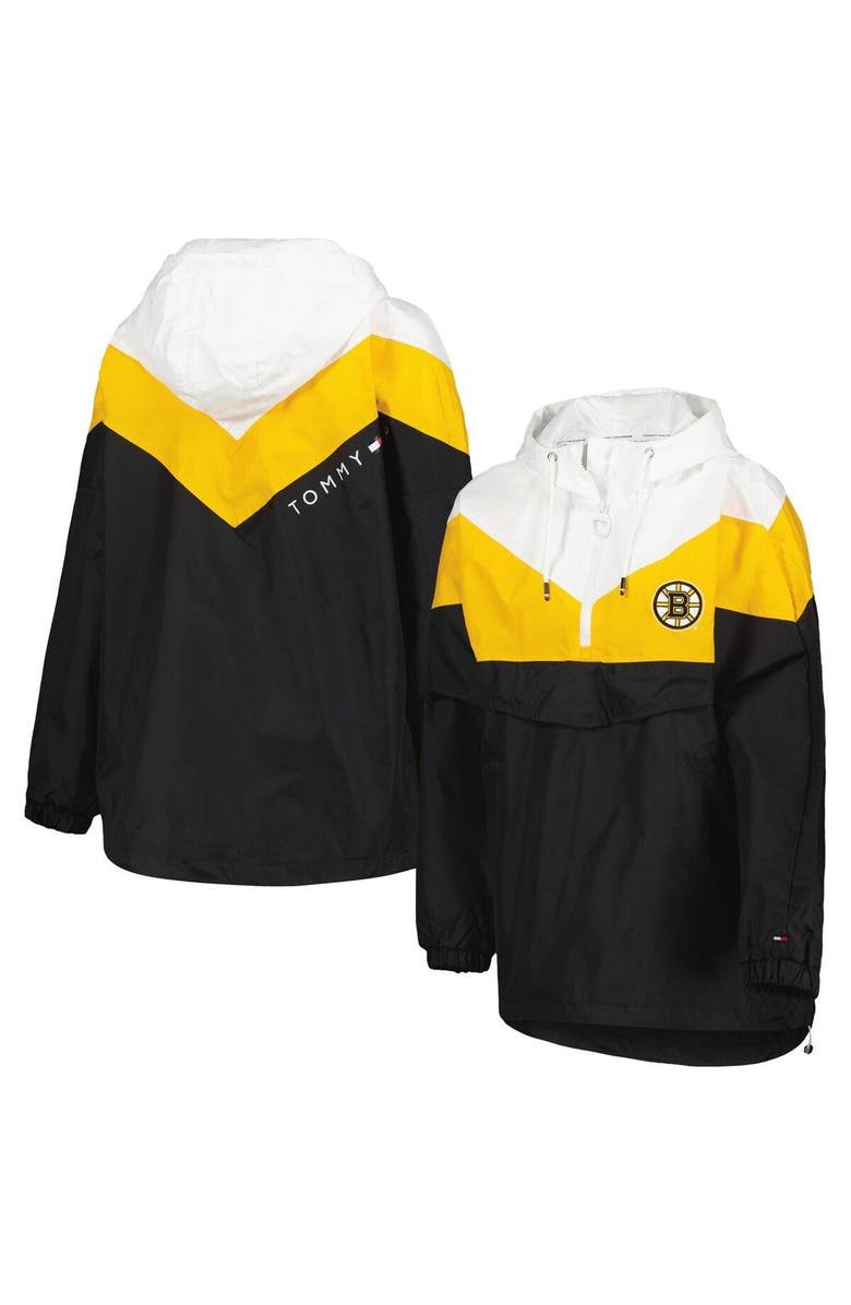 Tommy Hilfiger Women's Tommy Hilfiger Black/Gold Boston Bruins Staci Half-Zip Windbreaker Jacket, Main, color, Black