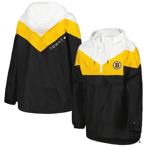 Women's Tommy Hilfiger Black/Gold Boston Bruins Staci Half-Zip Windbreaker Jacket