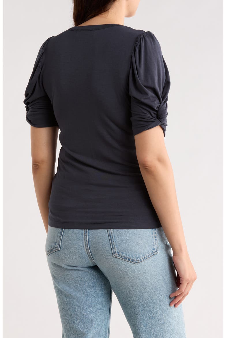 Solid Scrunched Sleeve Top, Alternate, color, GRAPHITE