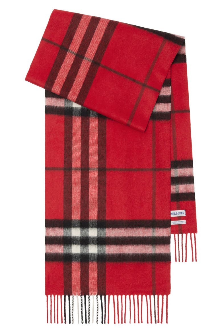 Giant Check Cashmere Scarf, Main, color, POST RED