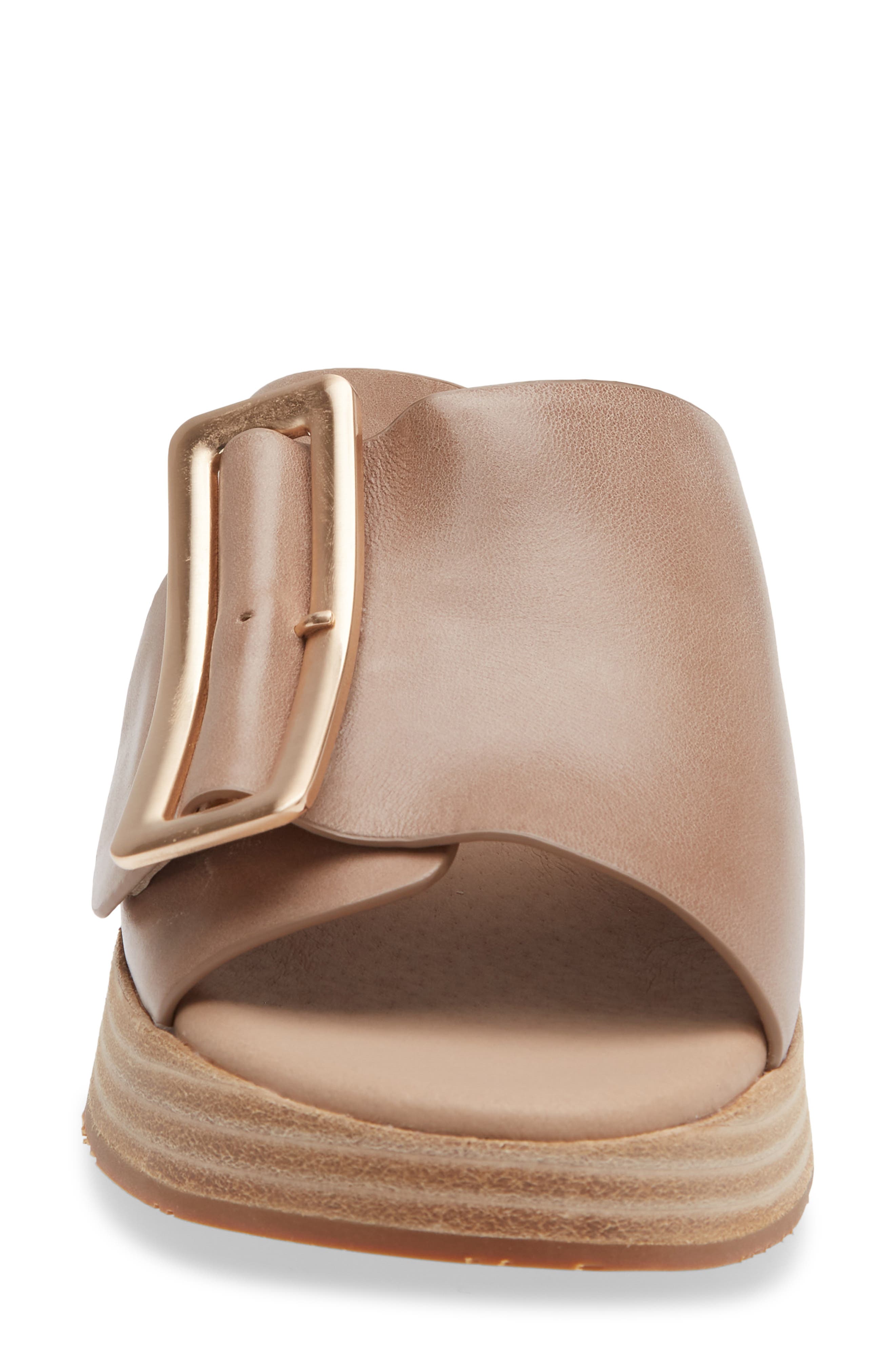 Ela Platform Wedge Slide Sandal, Alternate, color, KHAKI LEATHER