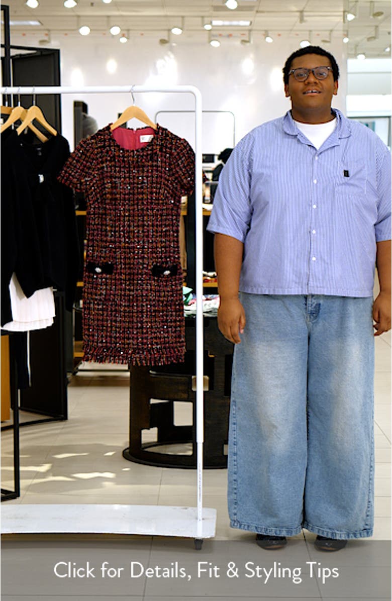 Jewel Neck Tweed Sheath Dress, sales video thumbnail