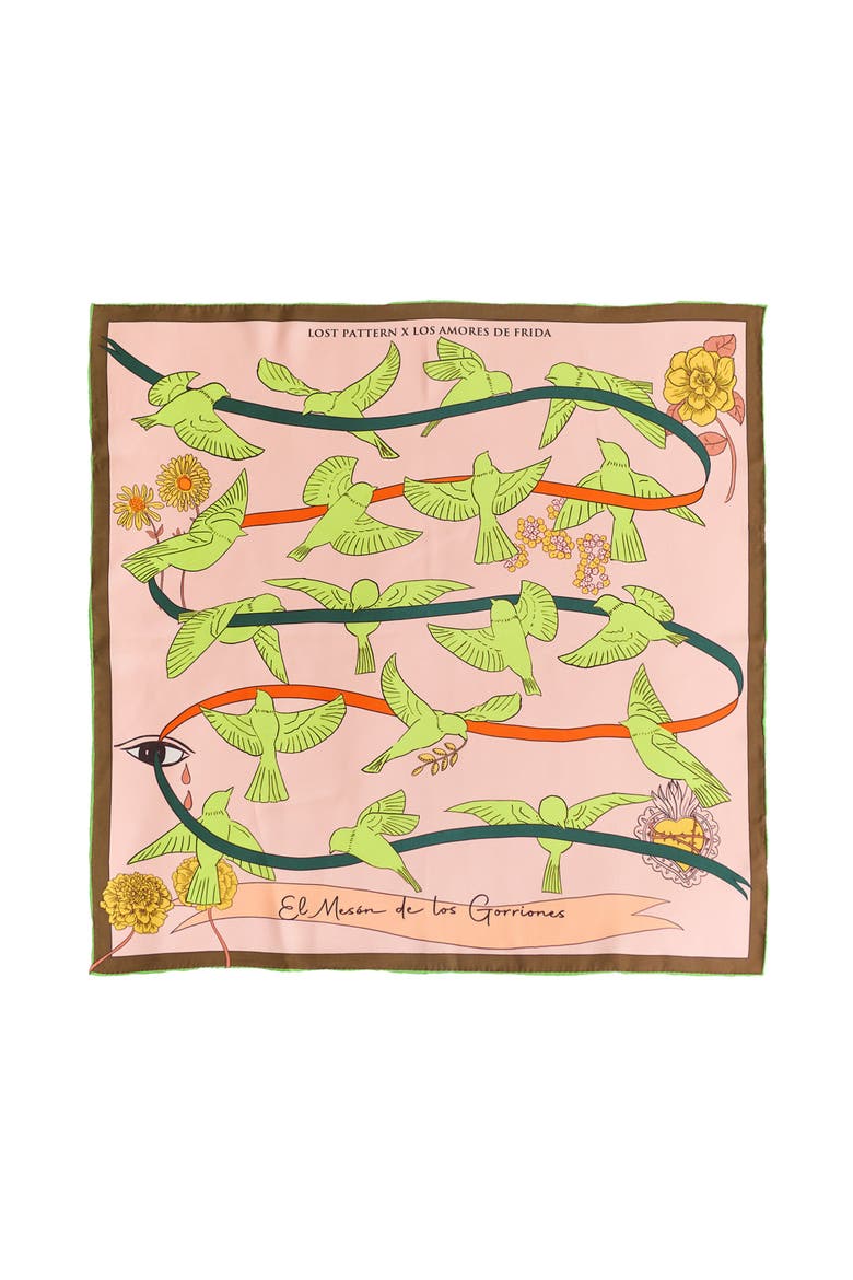"House of Frida" Silk Bandana Scarf, Main, color, Neon Green