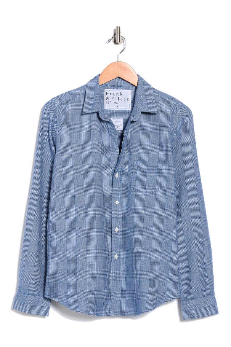 Barry Tailored Fit Glen Plaid Button-Up Shirt, Alternate, color, BLUE GREY PLAID