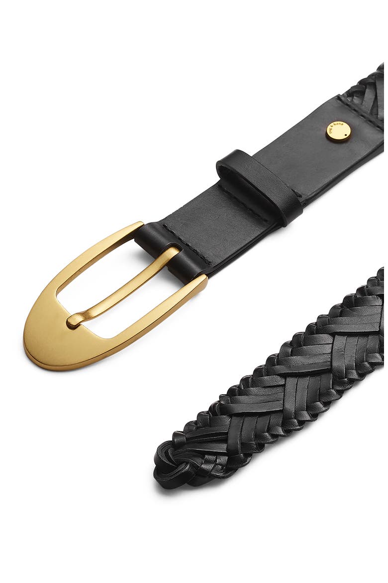 Gemma Woven Leather Belt, Alternate, color, BLACK