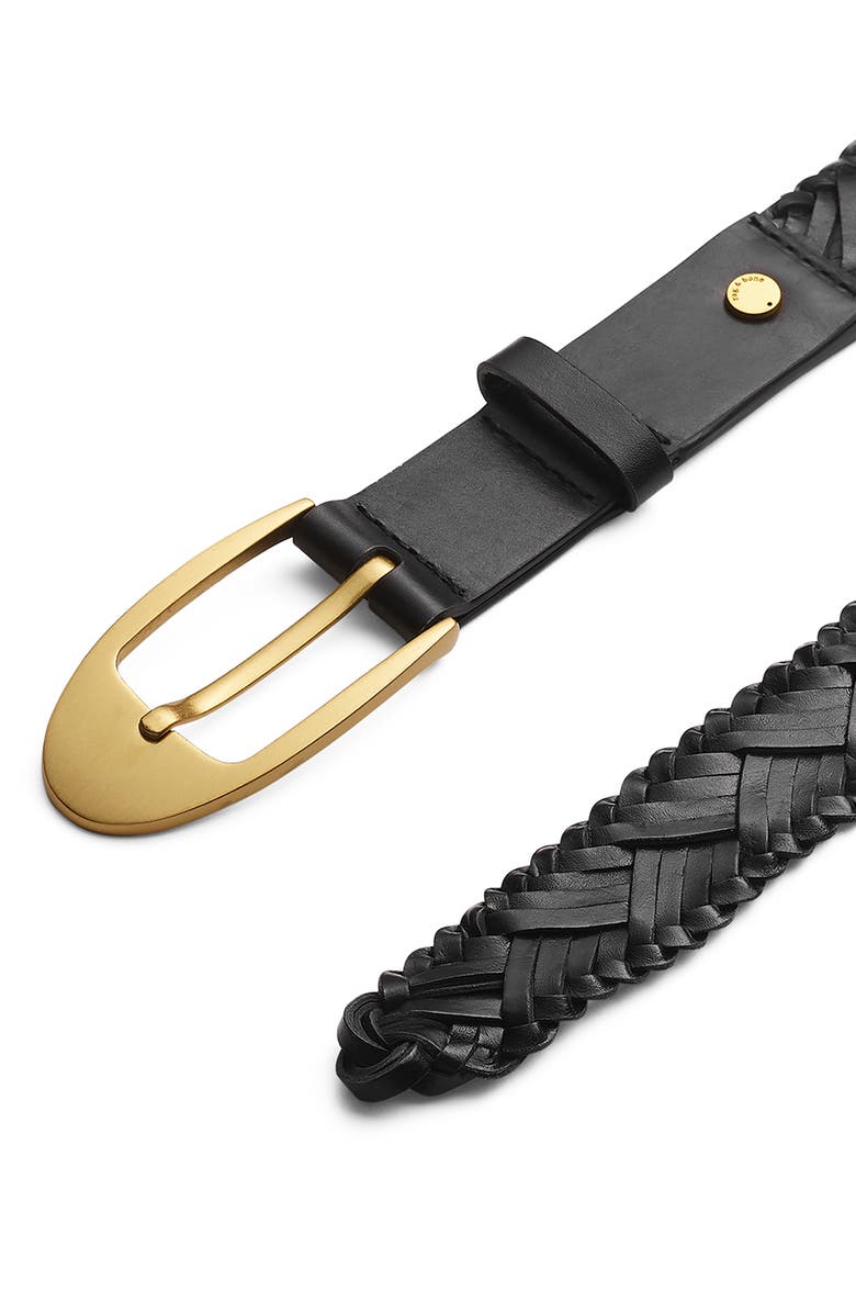rag & bone Gemma Woven Leather Belt, Alternate, color, Black