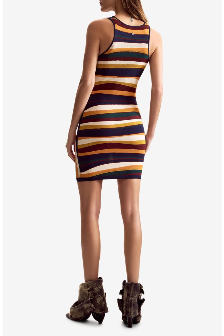 Sleeveless Stripe Knit Minidress, Alternate, color, ORANGE