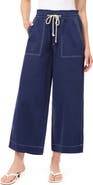 Kensie Trapunto Stitched Pocket Crop Wide Leg Pants