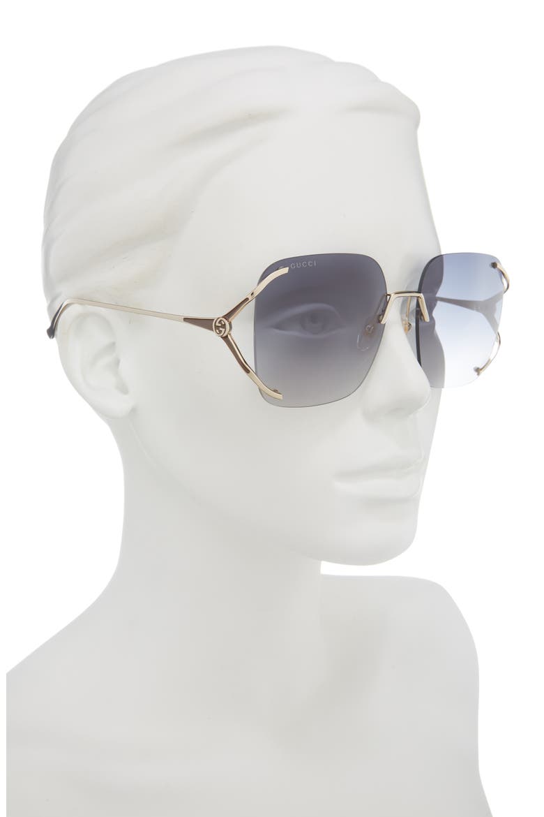 60mm Square Sunglasses, Alternate, color, GOLD GOLD GREY