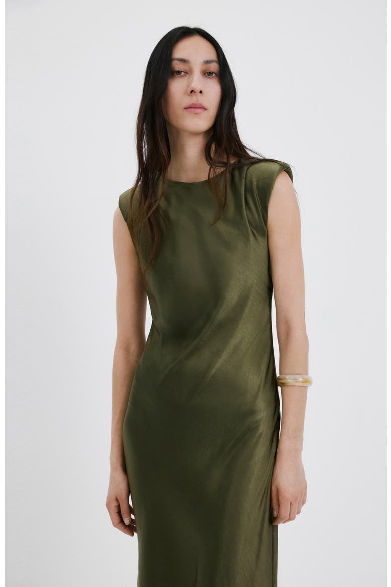 Sleeveless Satin Maxi Dress, Alternate, color, GREEN