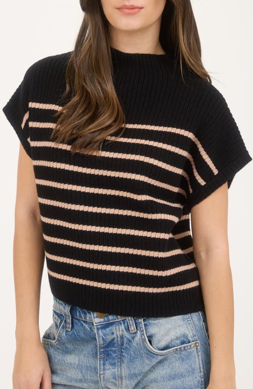 Blu Pepper Mock Neck Pullover Sweater In Black