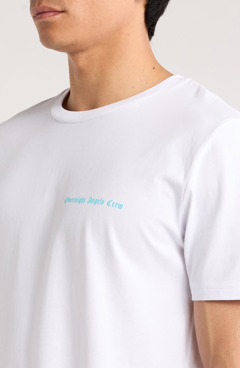 OVERNIGHT ANGELS CREW Blue Graffiti Skull Organic Cotton Graphic T-Shirt, Alternate, color,